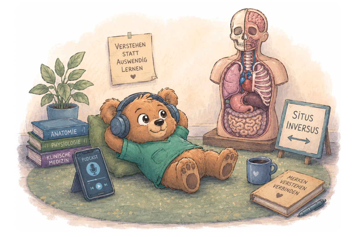 SITUS INVERSUS Partnerillustration mit Podcast und Anatomiemodell