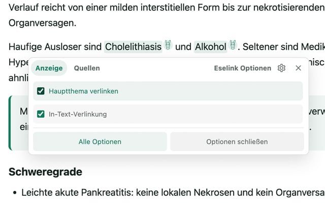 Eselink Schnelloptionen